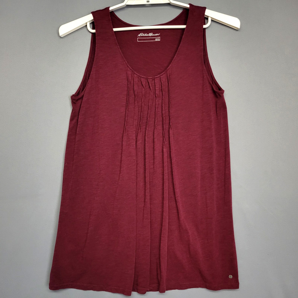 Eddie Bauer Tank Top Womens Large Sleeveless Pleated Front Casual Lightweight